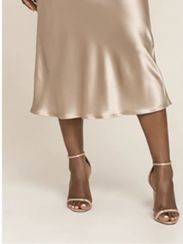 Adwoa satin midi dress, Champagne, silhouette detail