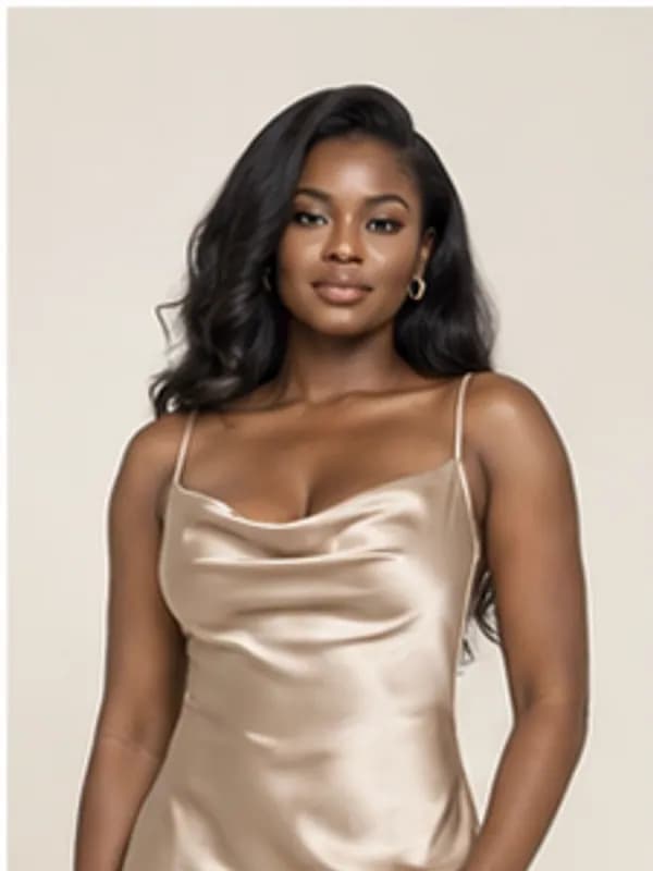 Adwoa satin midi dress, Champagne, upper detail