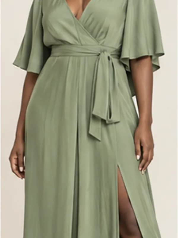 Abena wrap maxi dress, Sage, garment detail