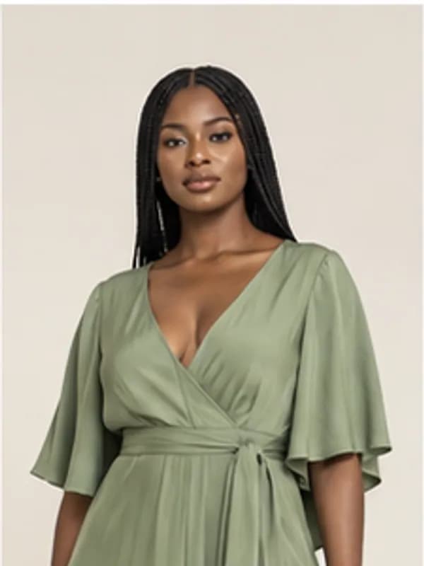 Abena wrap maxi dress, Sage, upper detail