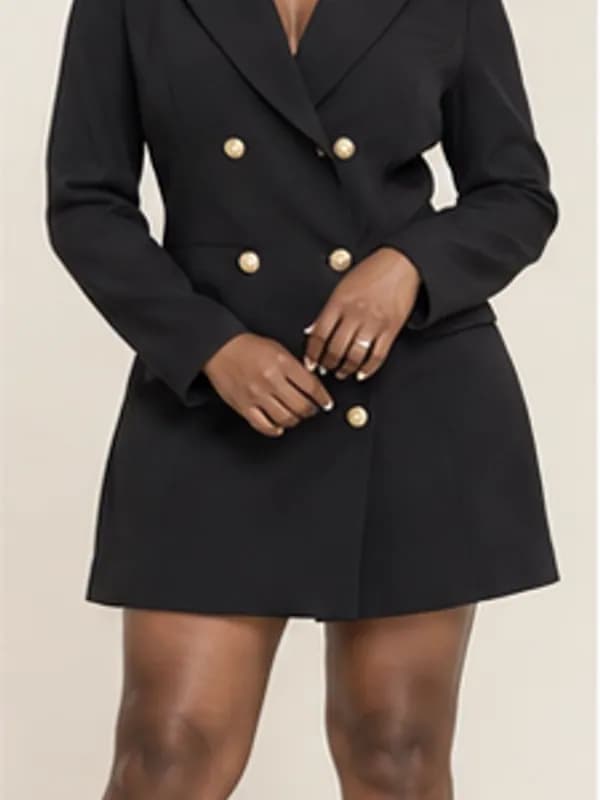 Sena tailored blazer dress, Black, garment detail