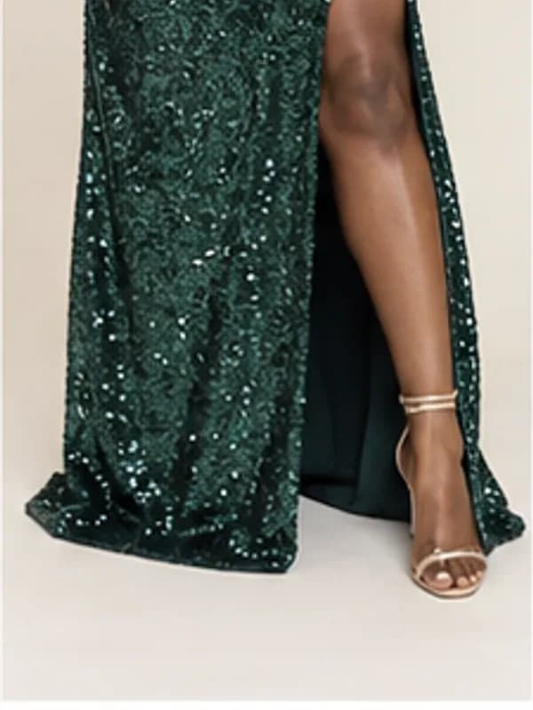 Esi sequin evening dress, Midnight, silhouette detail