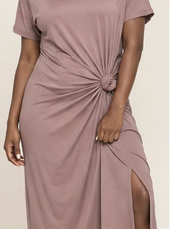 Ama relaxed jersey dress, Mauve, garment detail