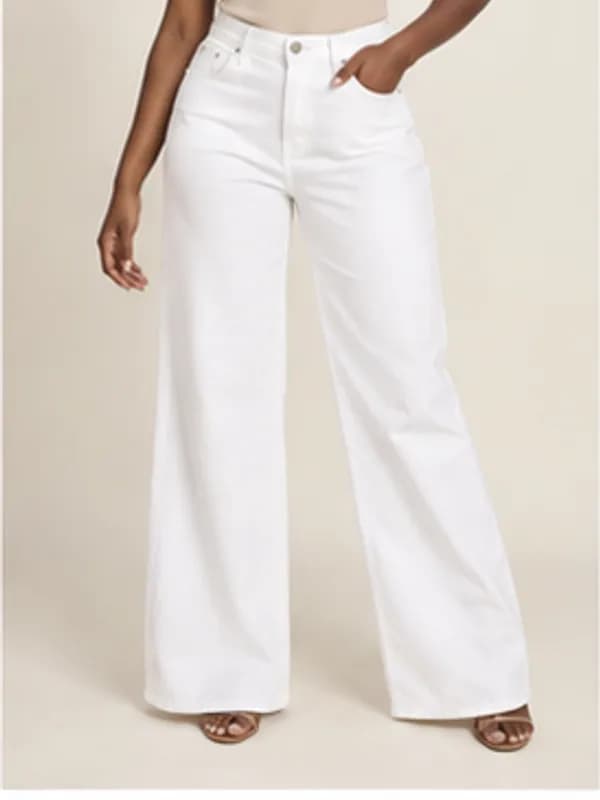 Cantonments white wide-leg jeans, White, silhouette detail