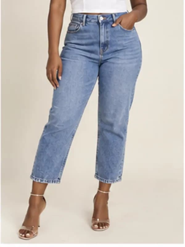 Tesano cropped mom jeans, Mid blue, silhouette detail