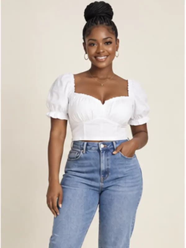 Tesano cropped mom jeans, Mid blue, upper detail