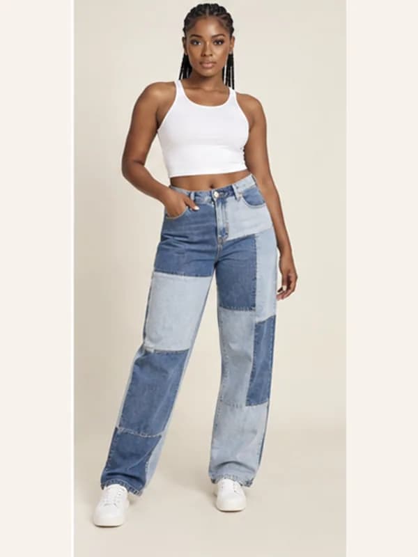 Nungua patchwork jeans, Mixed wash, full view