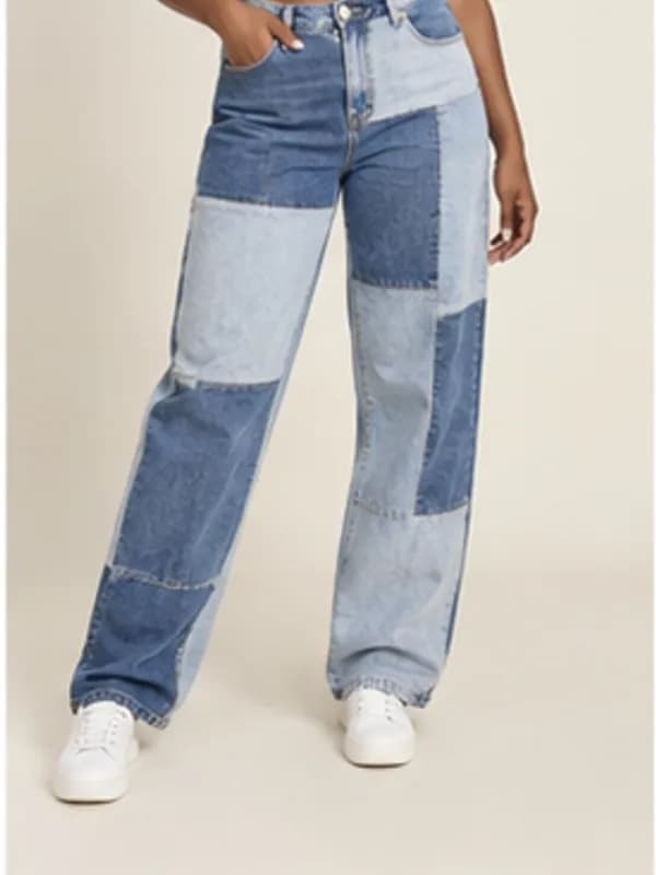 Nungua patchwork jeans, Mixed wash, silhouette detail