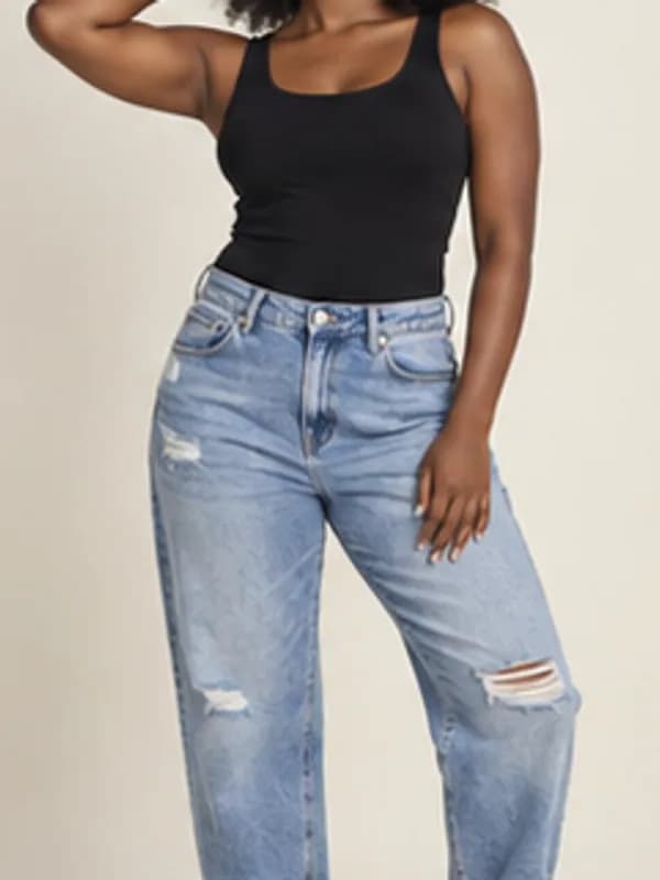 Teshie raw-hem boyfriend jeans, Vintage blue, garment detail