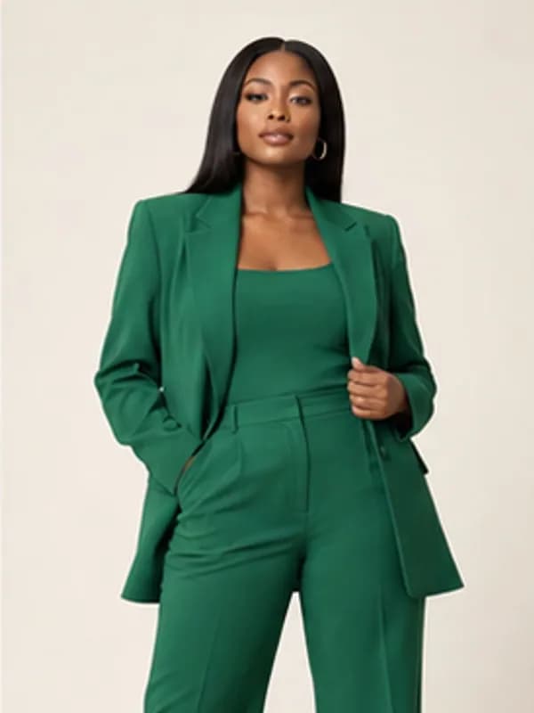 Akosua emerald trouser set, Emerald, upper detail