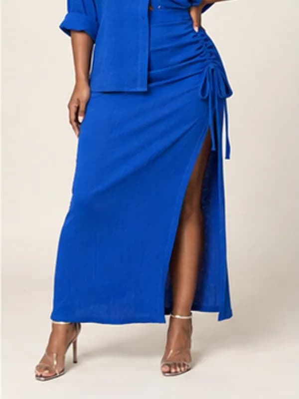 Araba cobalt shirt skirt set, Cobalt, silhouette detail