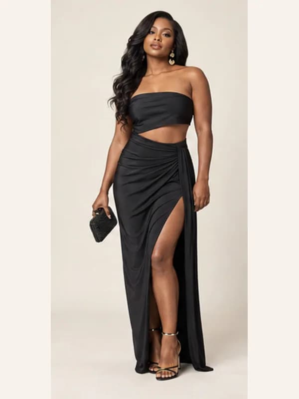 Enyonam black evening set, Black, full view