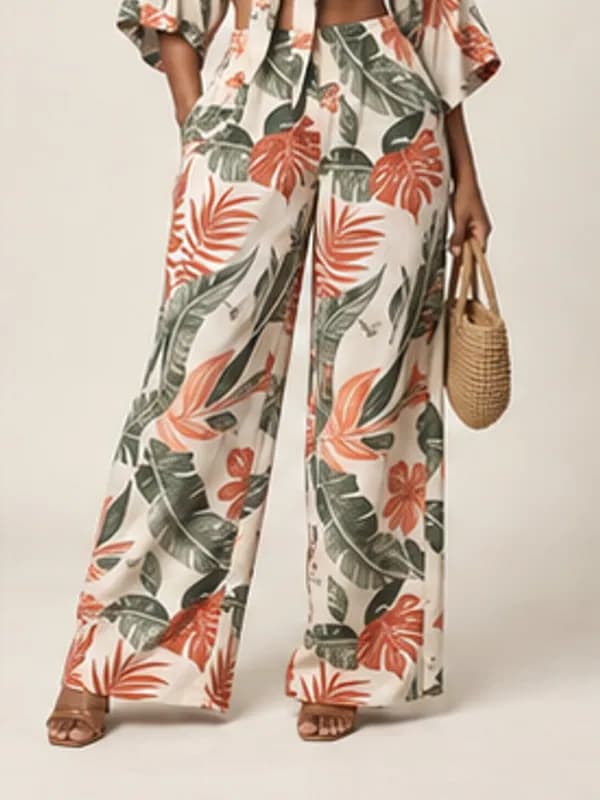 Dzifa printed resort set, Sunset print, silhouette detail