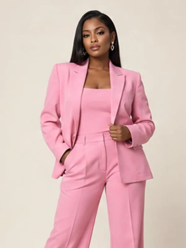 Jojo pink tailored set, Pink, upper detail