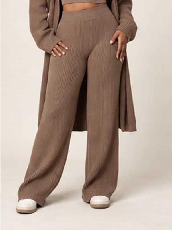 Afia mocha ribbed set, Mocha, silhouette detail