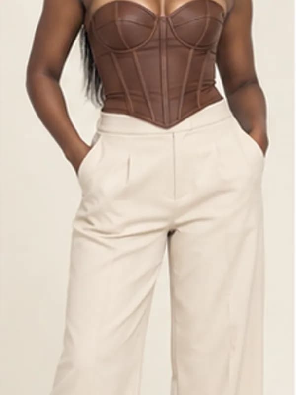 Elmina corset top, Chocolate, garment detail