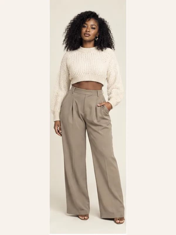 Keta cropped knit top, Cream, full view