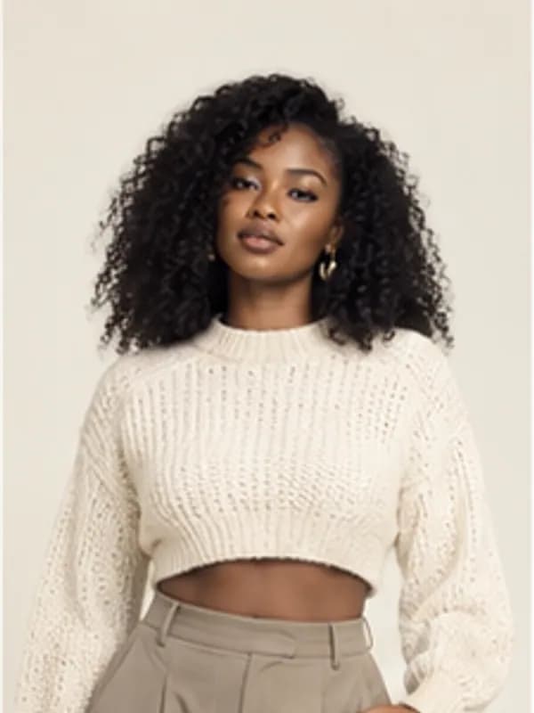 Keta cropped knit top, Cream, upper detail