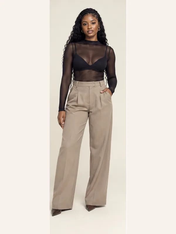 Ridge mesh long-sleeve top, Black, full view