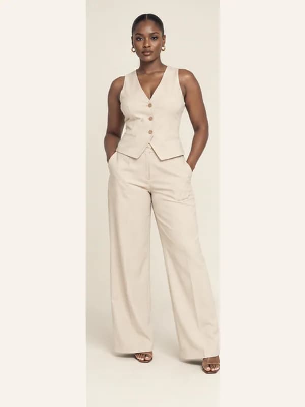 East Legon tailored vest, Cream, full view
