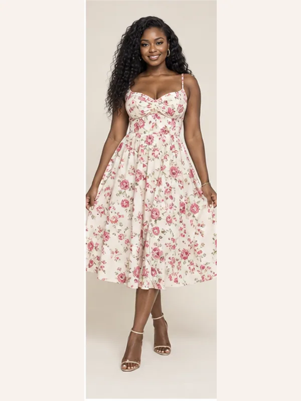 Mansa floral sundress, Blush floral, full view