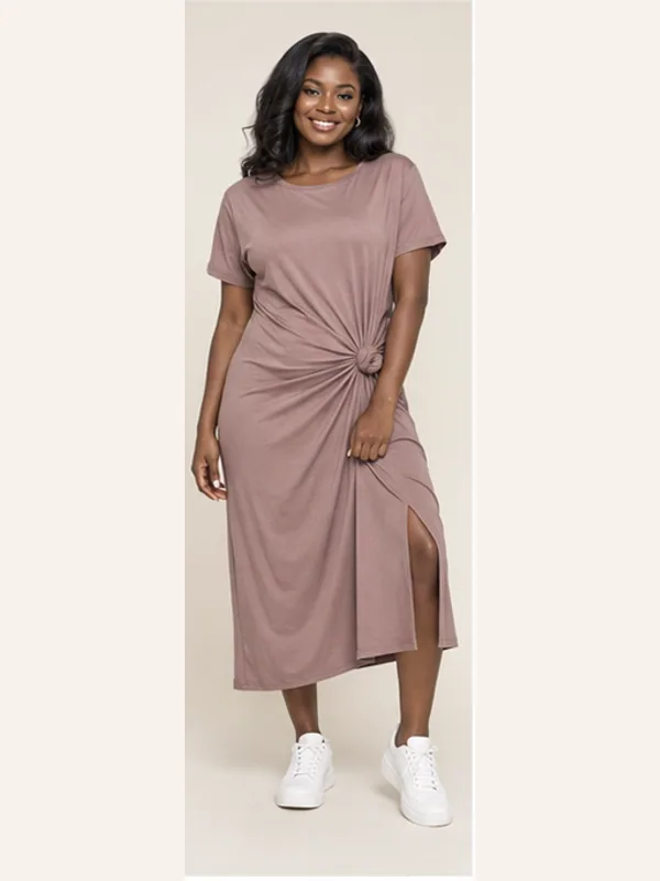 Ama relaxed jersey dress, Mauve, full view