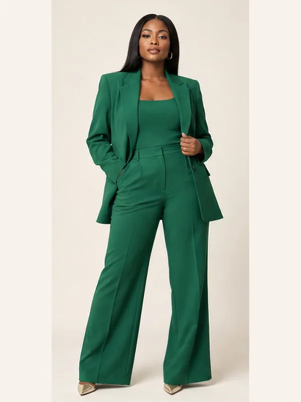 Akosua emerald trouser set, Emerald, full view