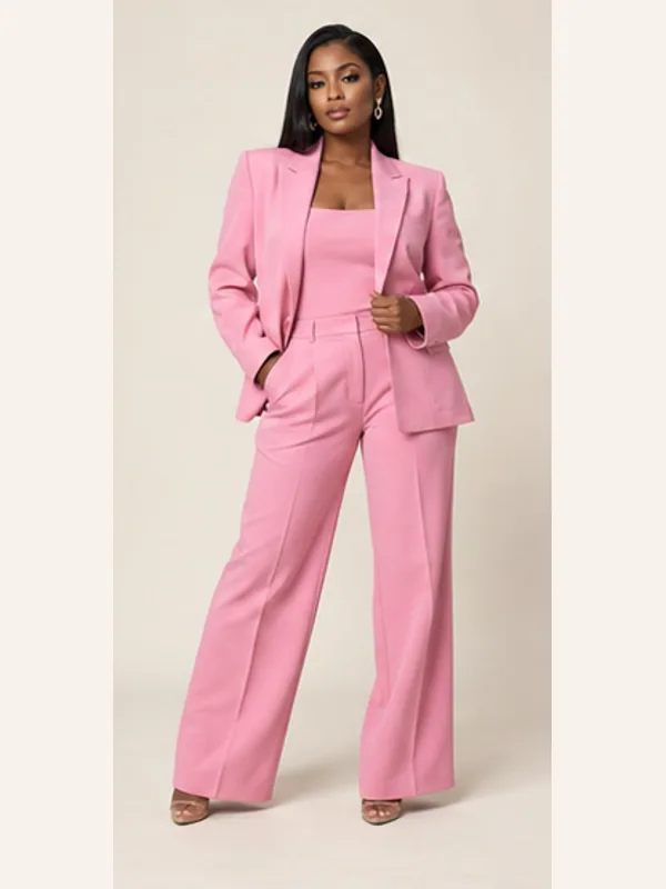 Jojo pink tailored set, Pink, full view