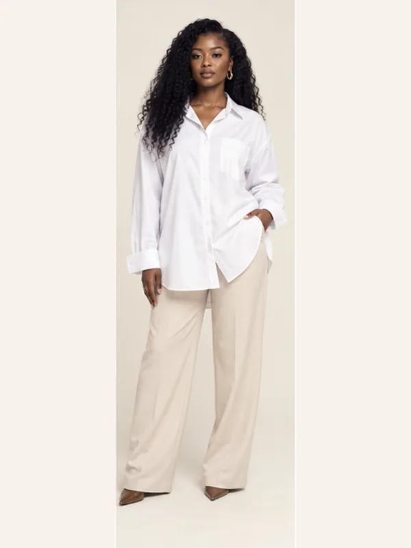 Jamestown oversized shirt, White, full view